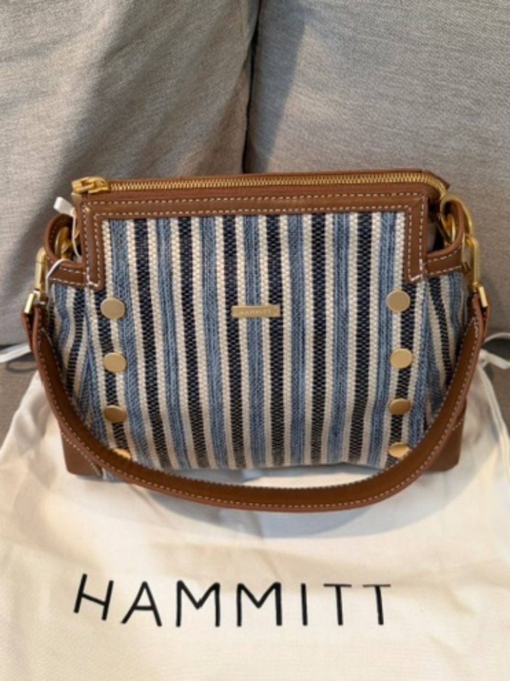 Hammitt Bryant Cabana Blue Crossbody w/Brushed Gold Accents - NEW w/tags- Ltd Ed - Picture 8 of 9